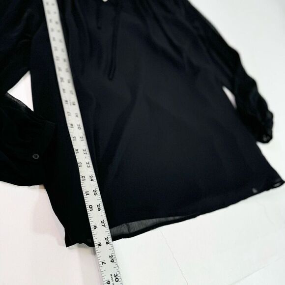Talbots Top Womens Large Black Solid Long-Sleeve Boat Neck Drawstring Blouse NWT - Picture 5 of 10